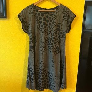 NOOWORKS green and black abstract mini dress